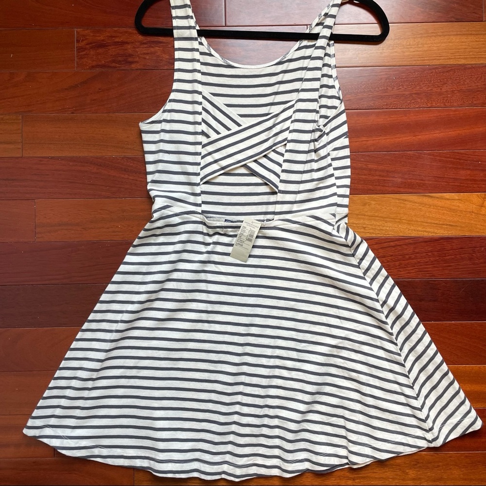 American Eagle Stripe Dress With Cross Back Detail